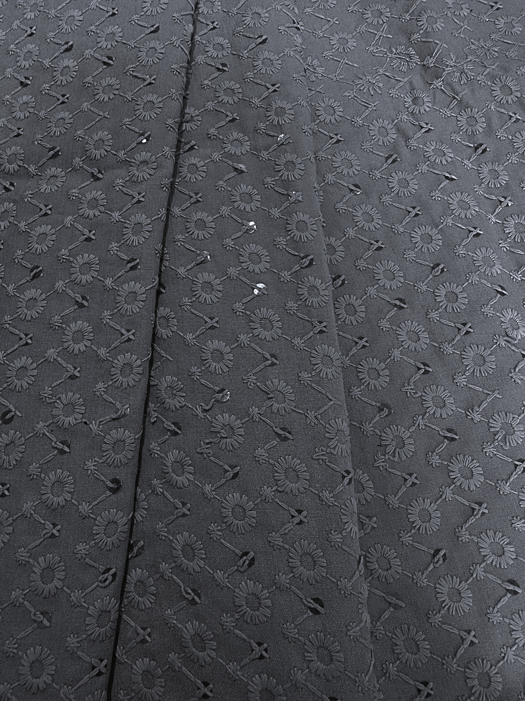BAHAR 6321 Charcoal Sequence Embroidered Fabric