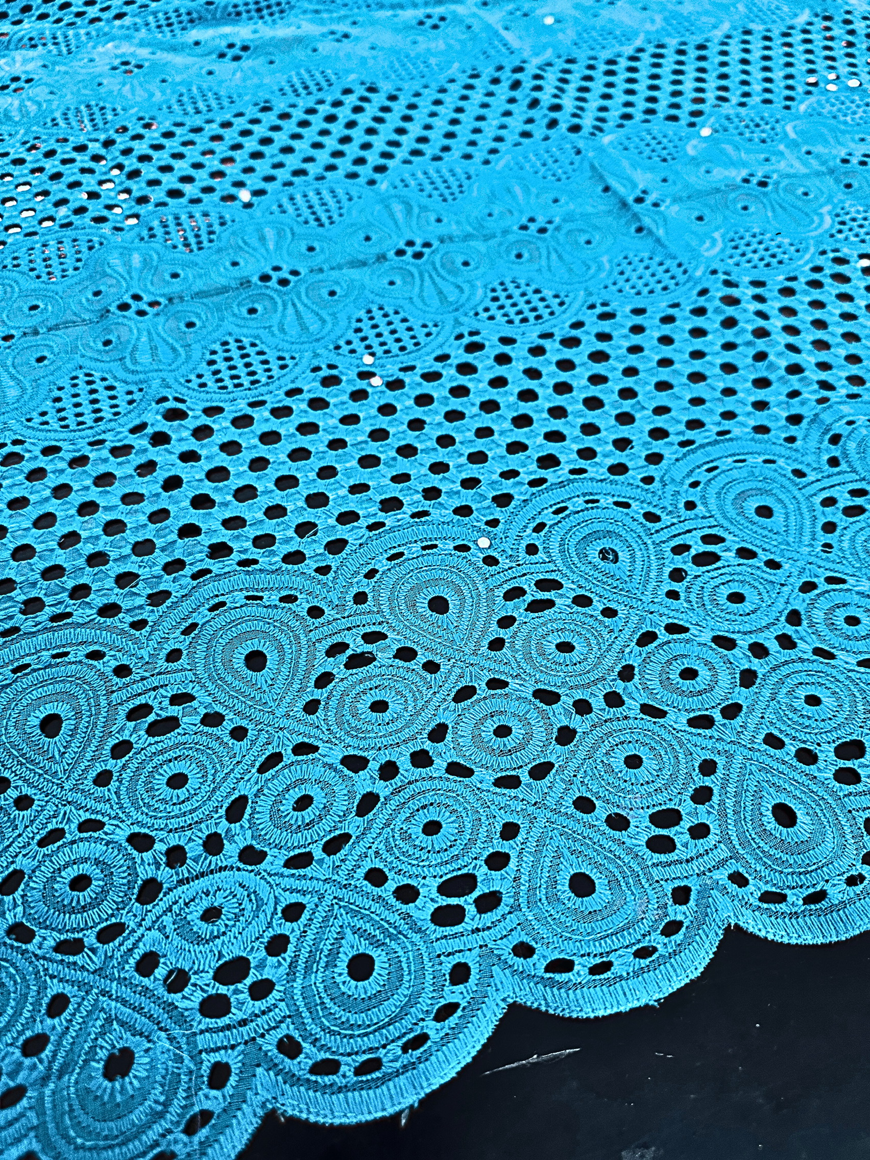 MAGNA 0490 Blue Embroidered Fabric