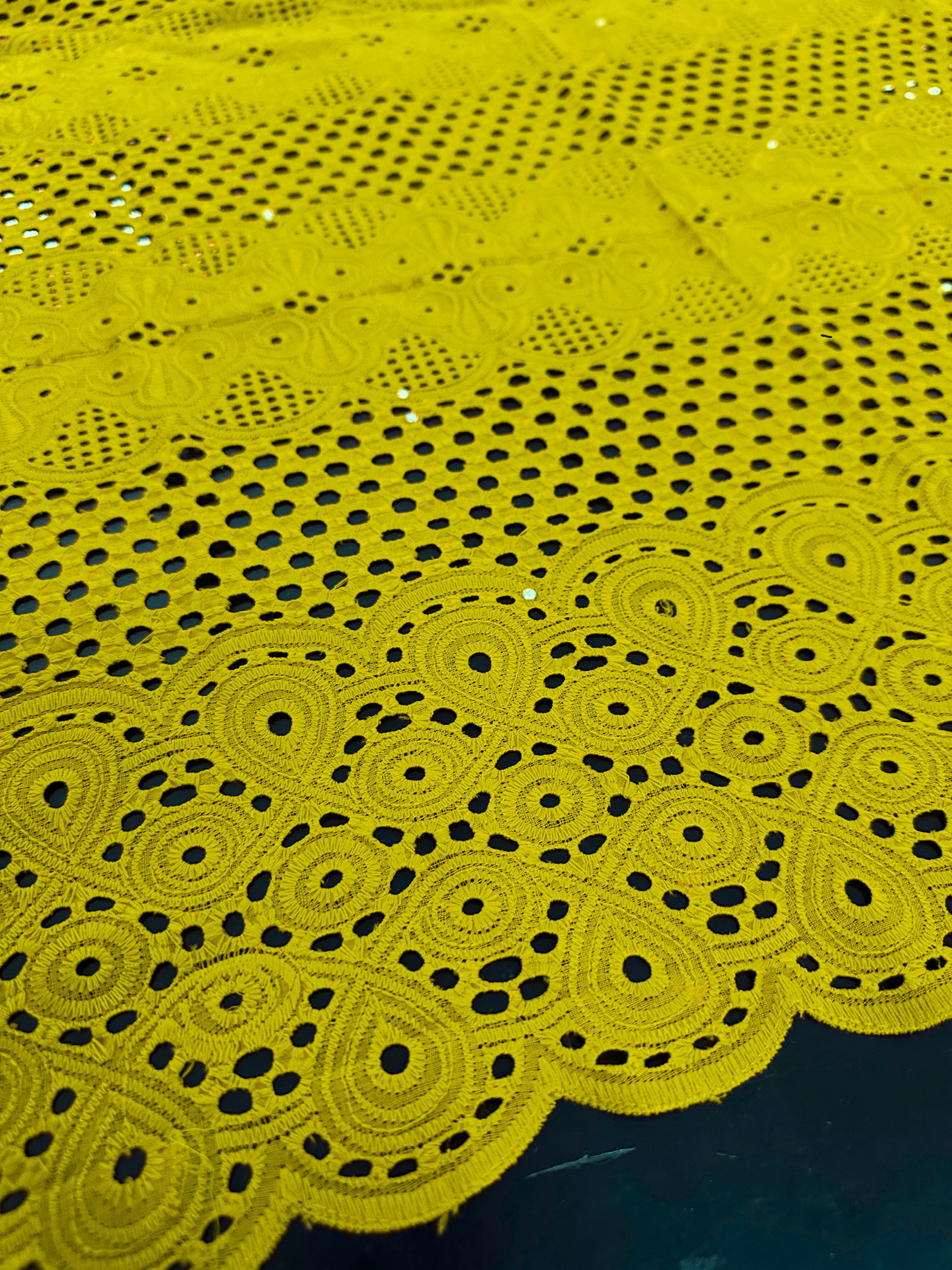 MAGNA 0490 Yellow Embroidered Fabric