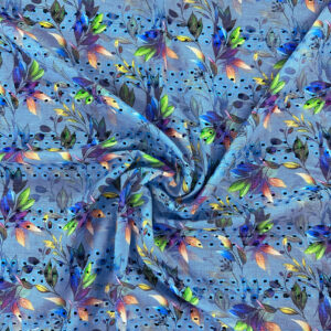 Firuza Print Emboidery Fabric