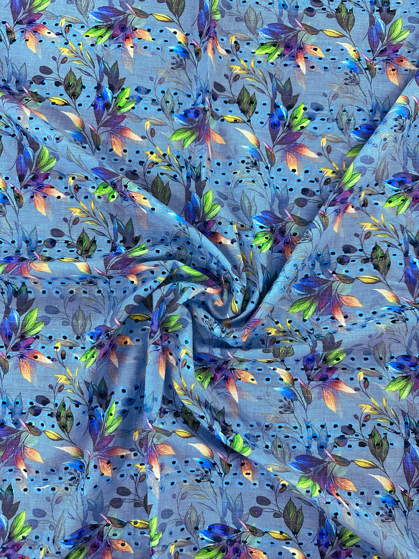 Firuza Print Emboidery Fabric