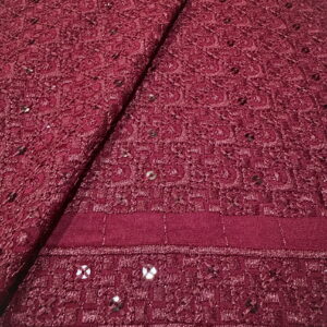 KORA 40363 Embroidered Maroon Rayon Fabric