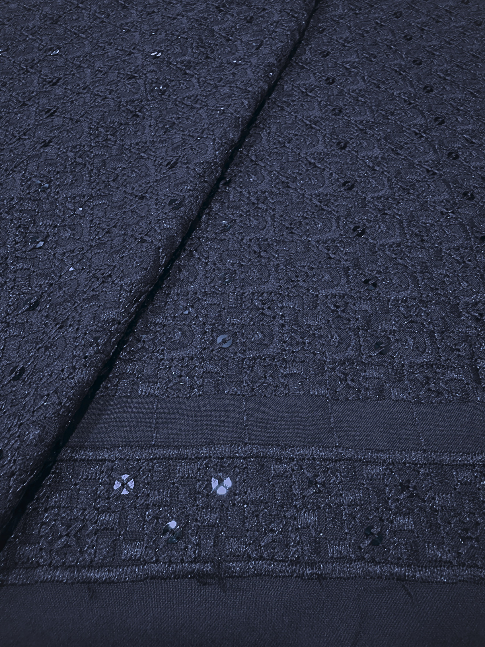 KORA 40363 Embroidered Black Rayon Fabric