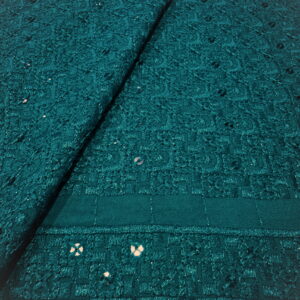 KORA 40363 Embroidered Bottle Green Rayon Fabric