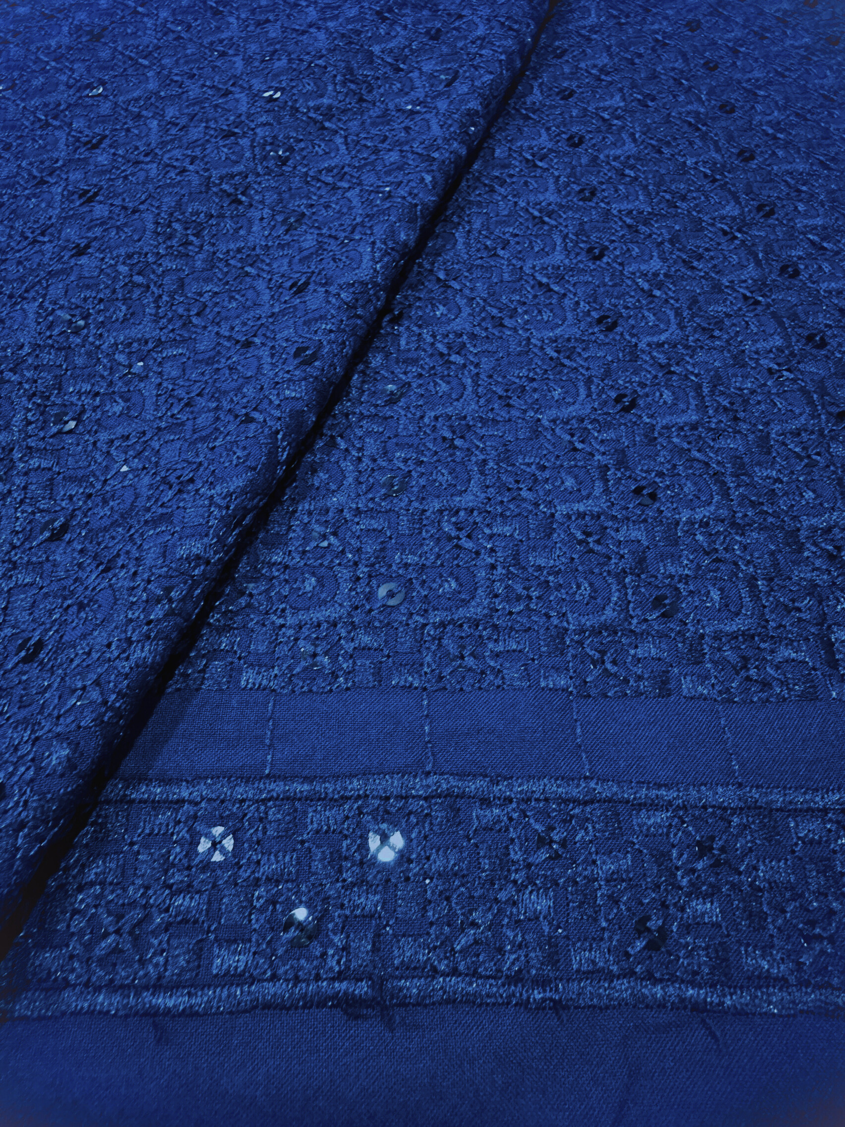 KORA 40363 Embroidered Navy Blue Rayon Fabric