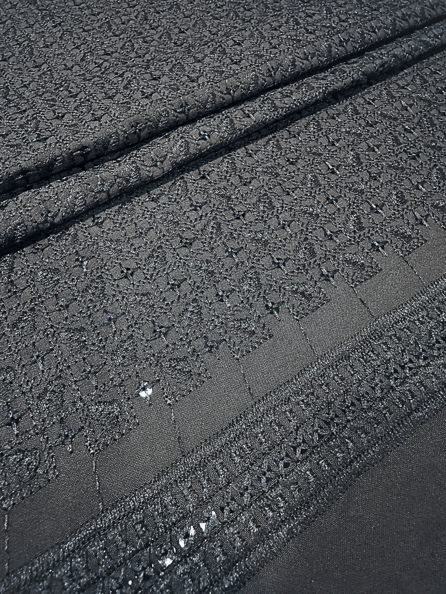 KORA 40342 Embroidered Black Rayon Fabric