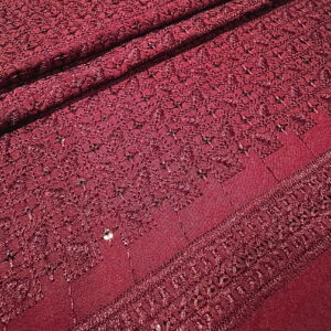 KORA 40342 Embroidered Maroon Rayon Fabric