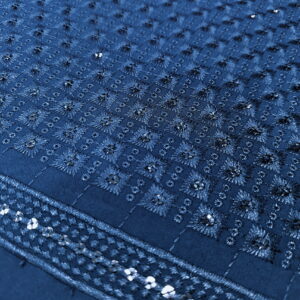 KORA 40362 Embroidered Navy Blue Rayon Fabric