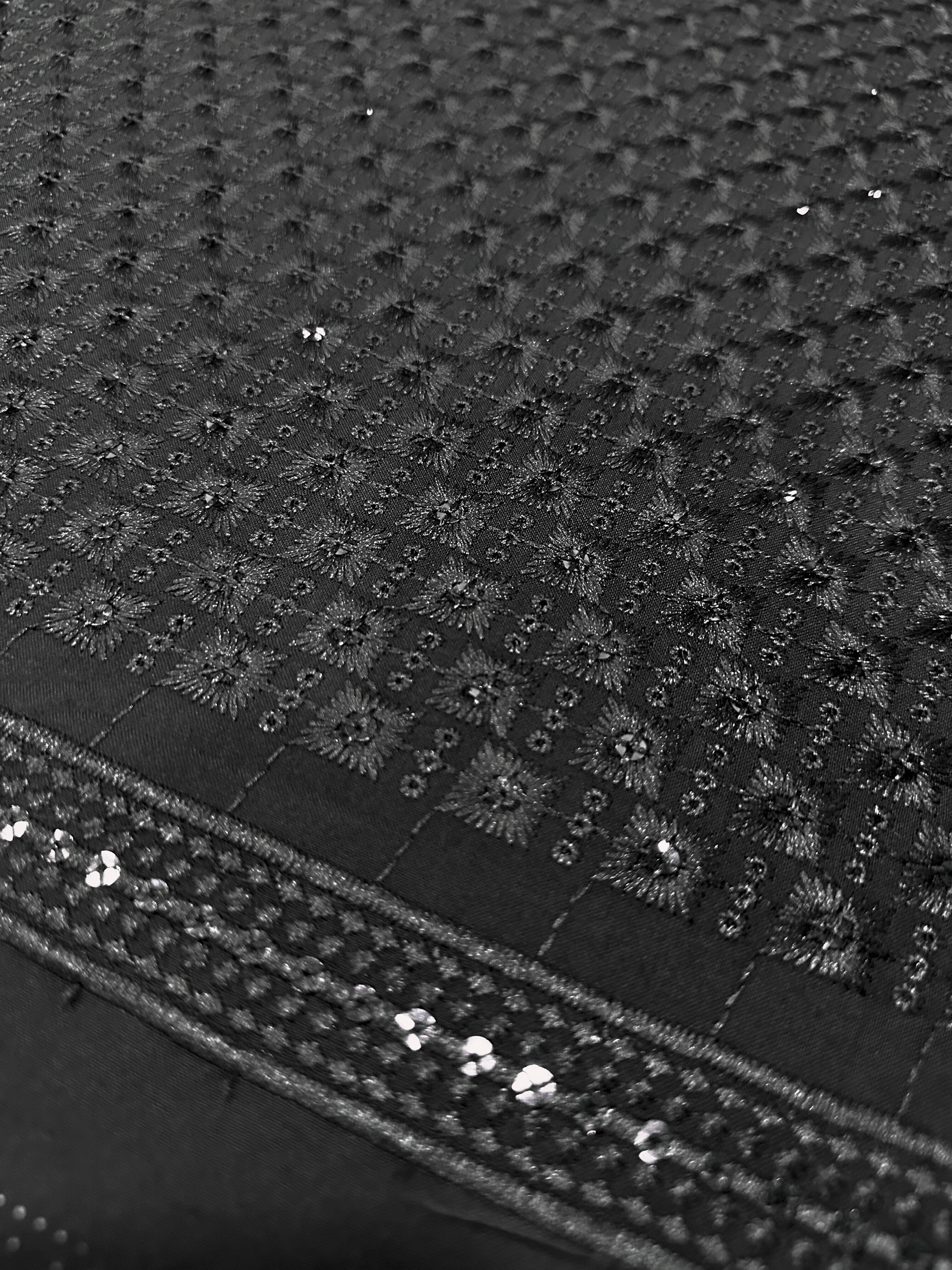 KORA 40362 Embroidered Black Rayon Fabric