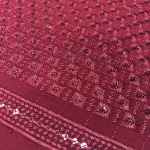 KORA 40362 Embroidered Maroon Rayon Fabric