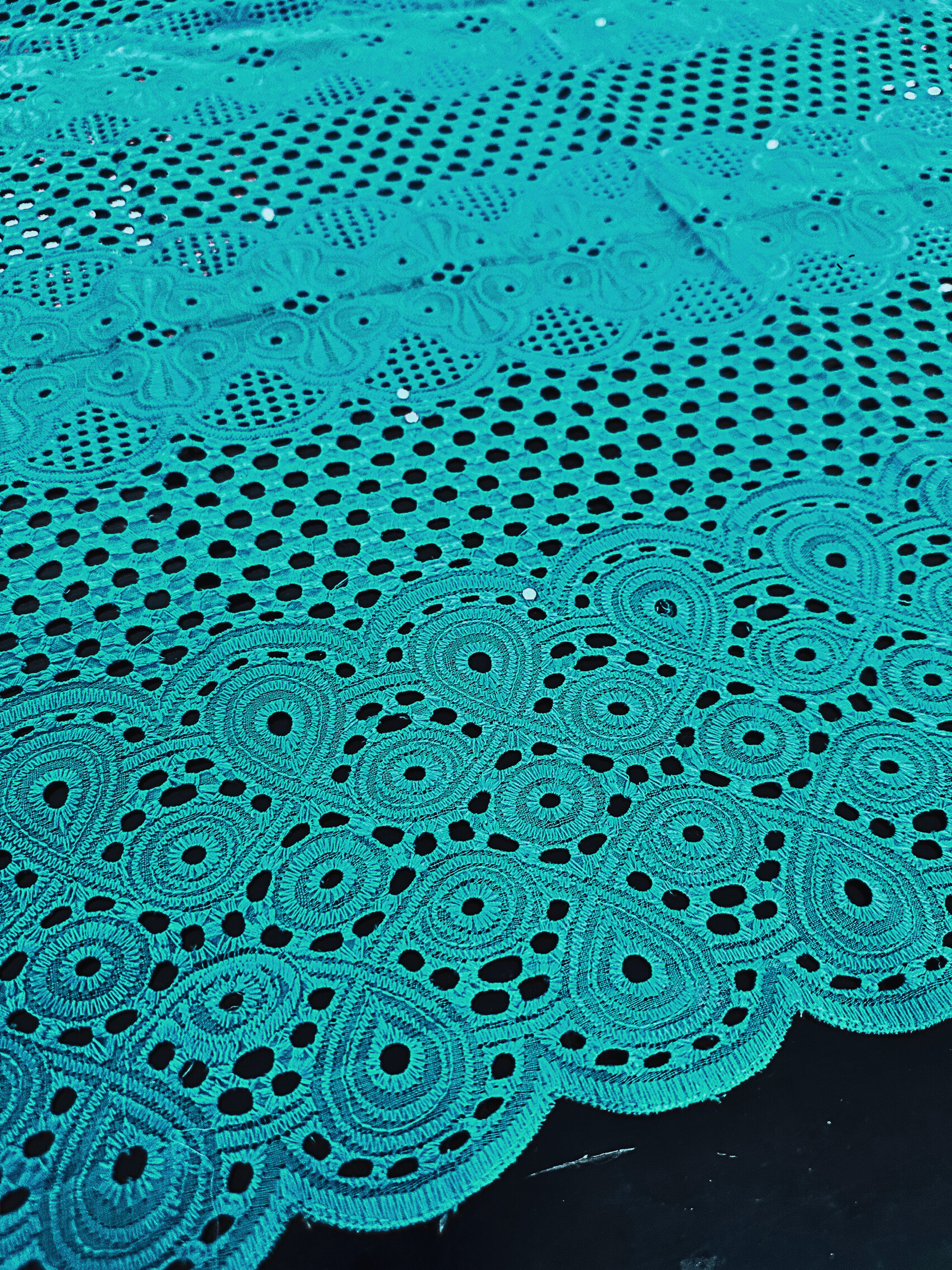 MAGNA 0490 Turquiose Embroidered Fabric