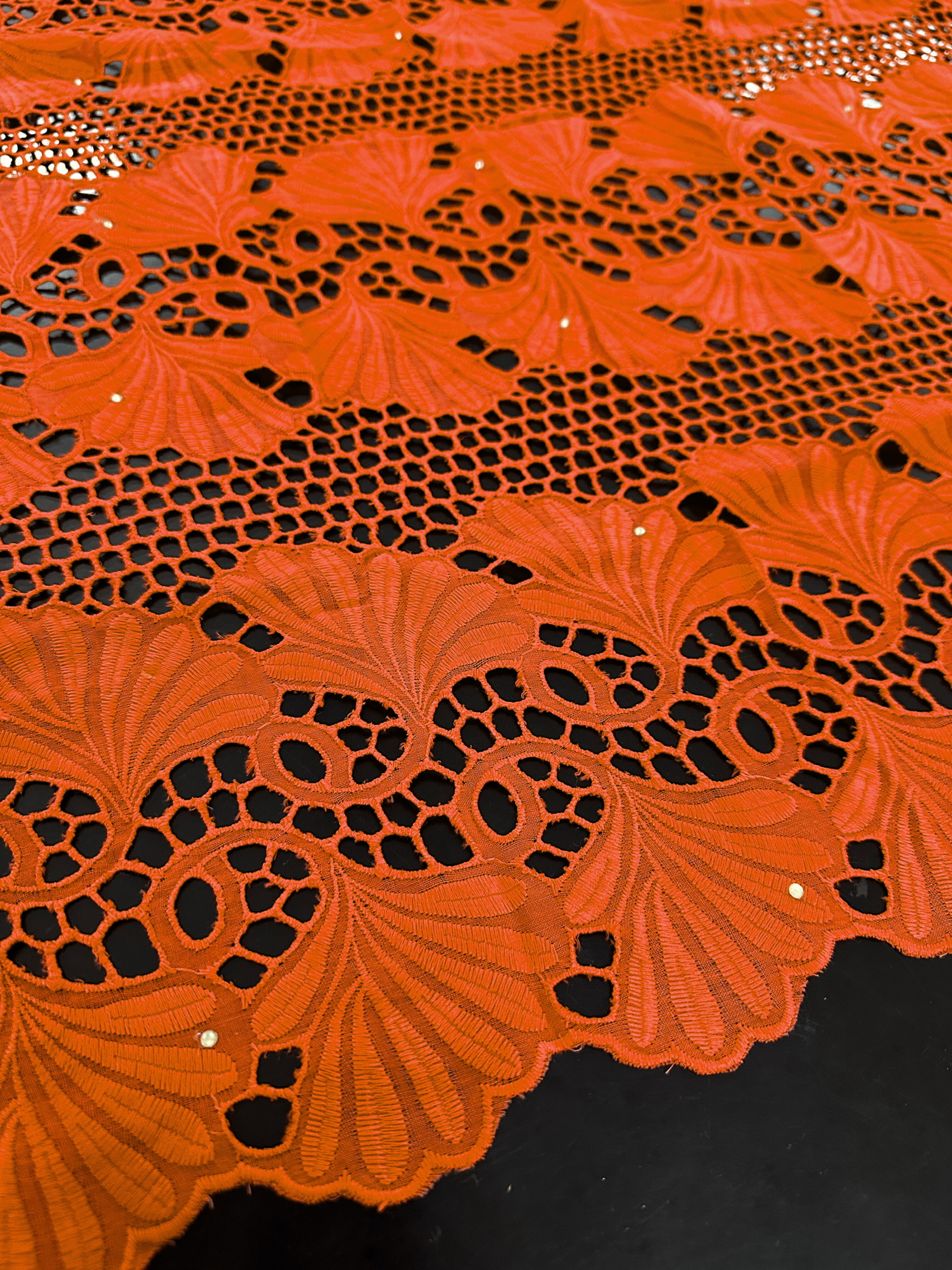 SIGMA A8702 Orange Embroidered Fabric