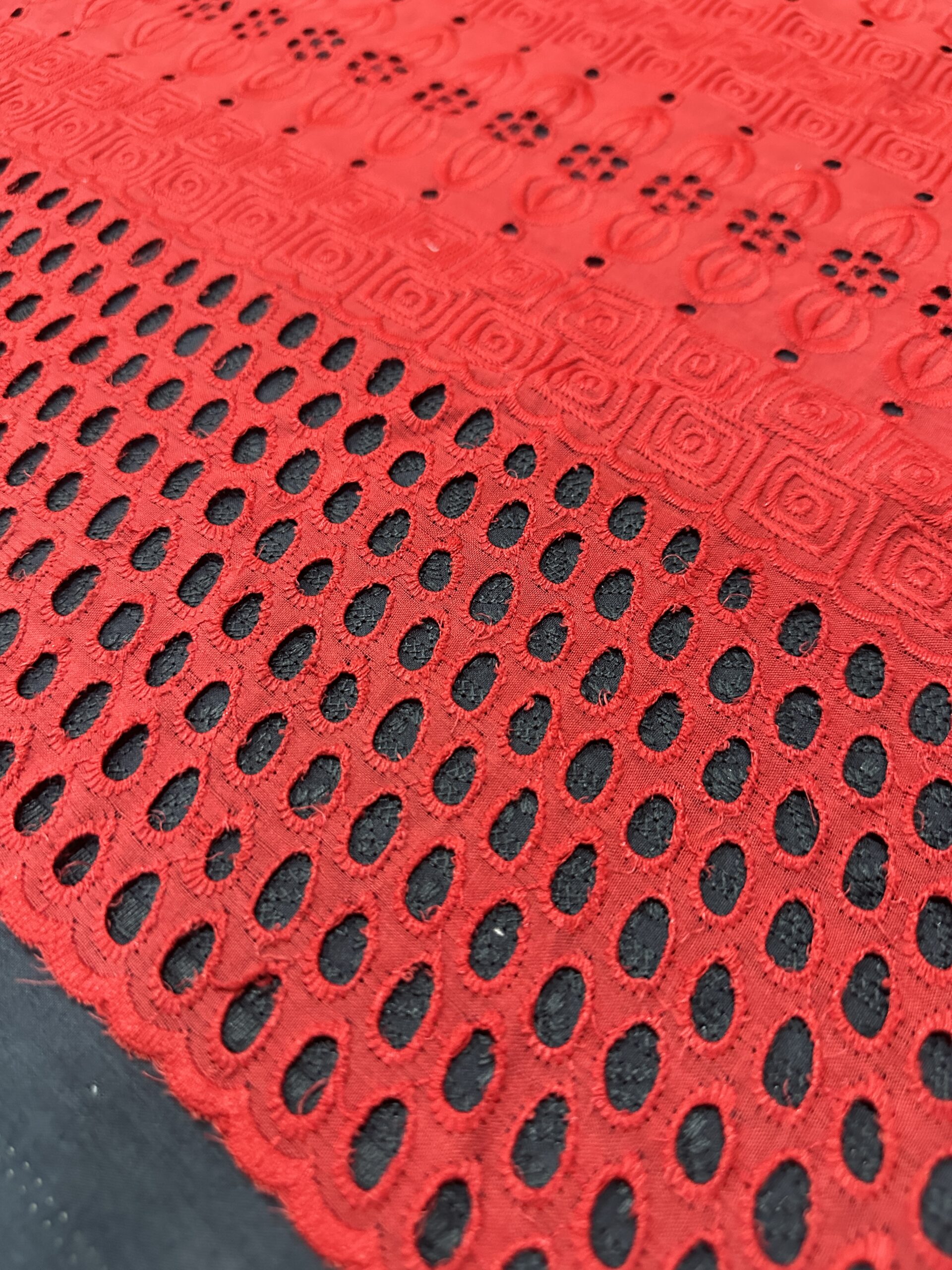 JADE 40384 Hakoba Red Embroidery Fabric