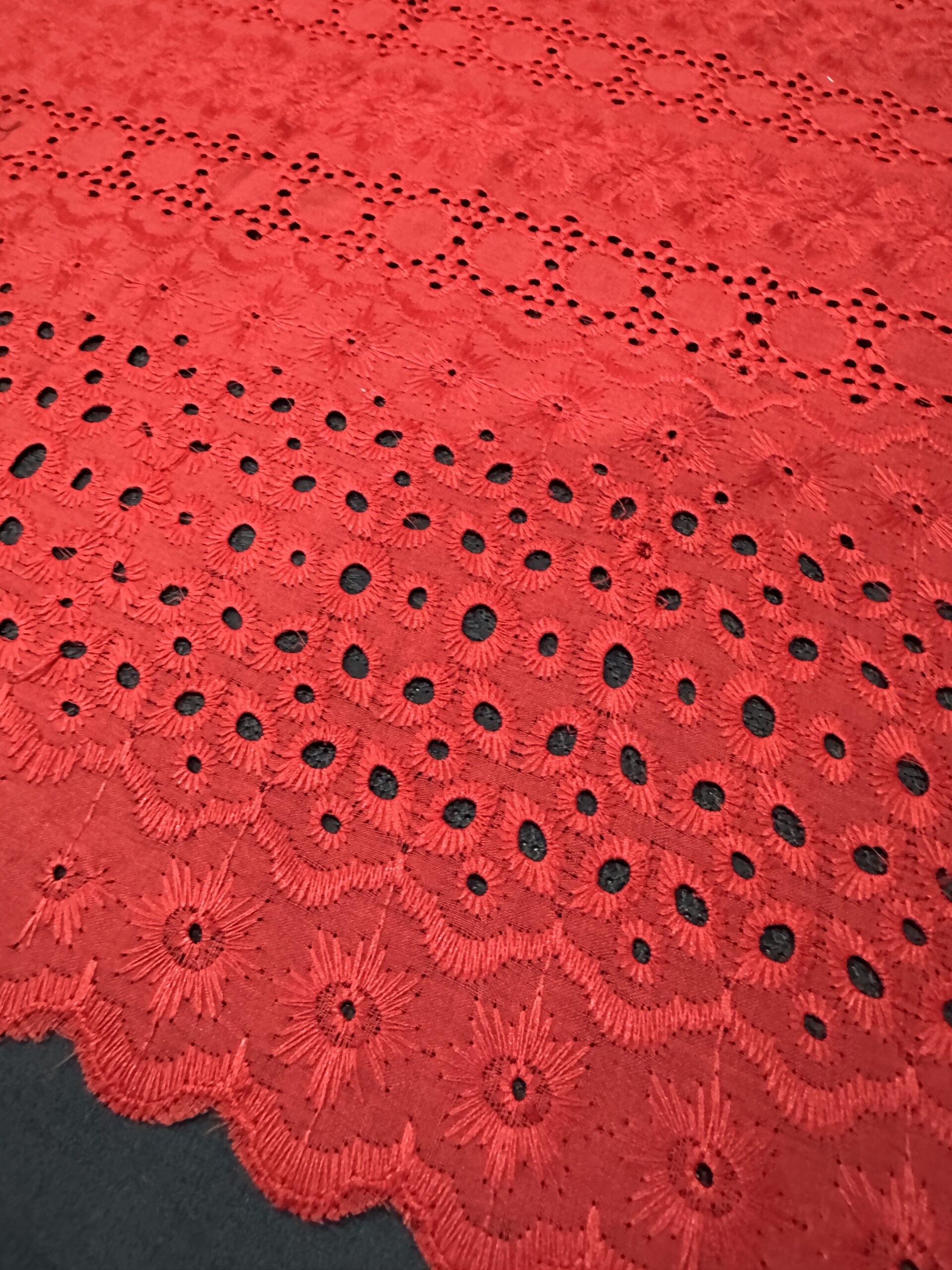 JADE PE0246 Hakoba Red Embroidery Fabric