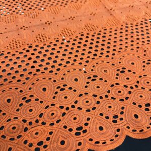 MAGNA 0490 Orange Embroidered Fabric