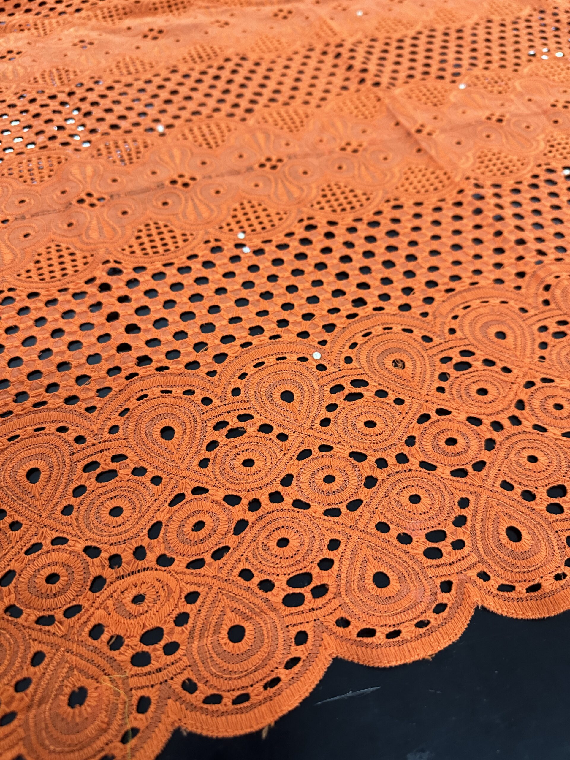 MAGNA 0490 Orange Embroidered Fabric