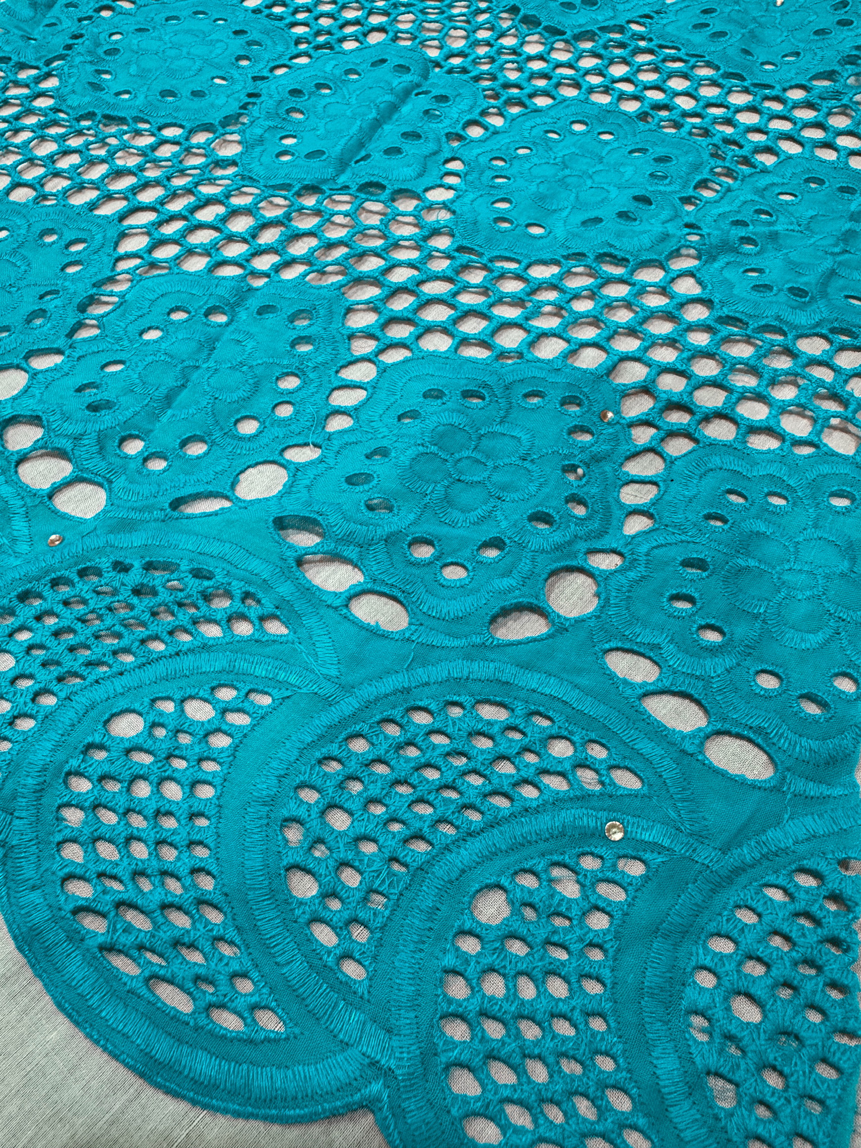 SIGMA A8703 Turquiose Embroidered Fabric