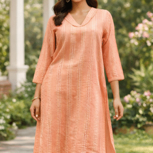 “Saada in style” Peach V-Neck Kurta TUP-009 <br>   (Set of 4 - M , L, XL, XXL)