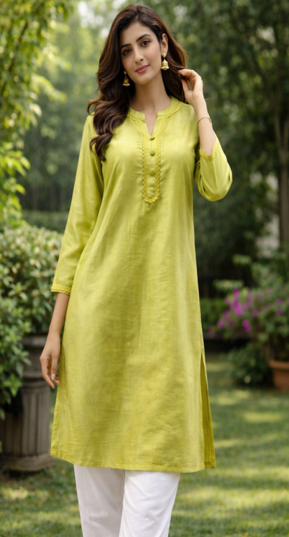 ‘Saada in style’ Lime Green Kurta TUP-004 <br>   (Set of 5 - M , L, XL, XXL)