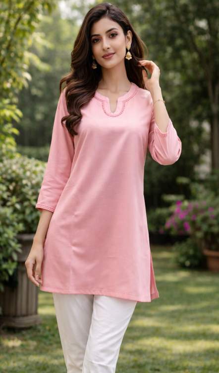 “Saada in style” Blush Pink Short Kurta TUP-006 <br>   (Set of 5 - M , L, XL, XXL, 3XL)