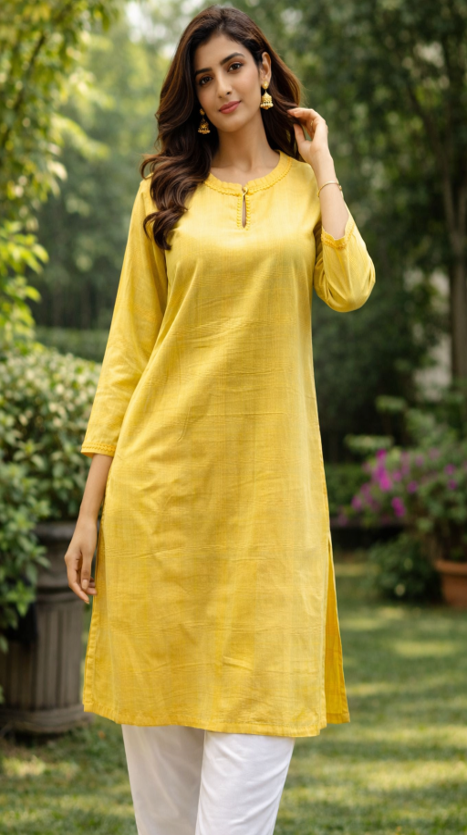 “Saada in style”  Yellow Kurta TUP-007 <br>   (Set of 5 - M , L, XL, XXL, 3XL)